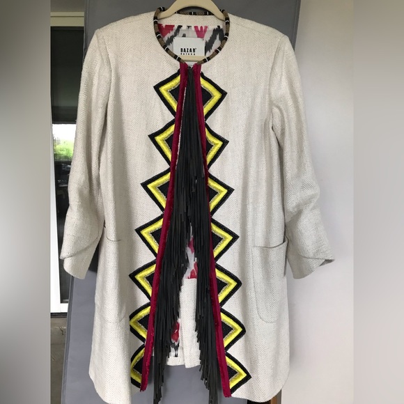 Bazar Deluxe jacket with fringe! Never worn, excellent condition, cream/colors. - Picture 2 of 7